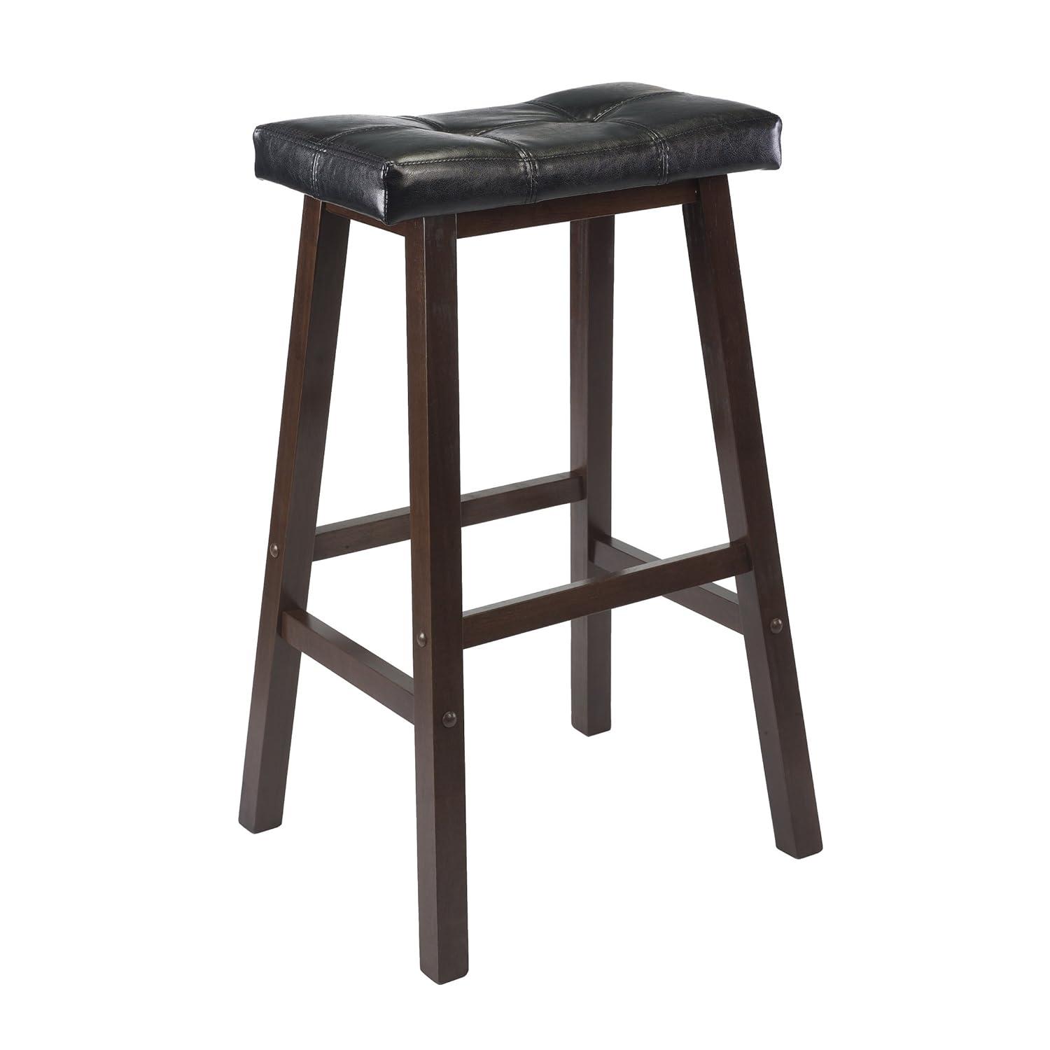 Winsome  Mona Cushion Saddle Seat Bar Stool Black & Walnut