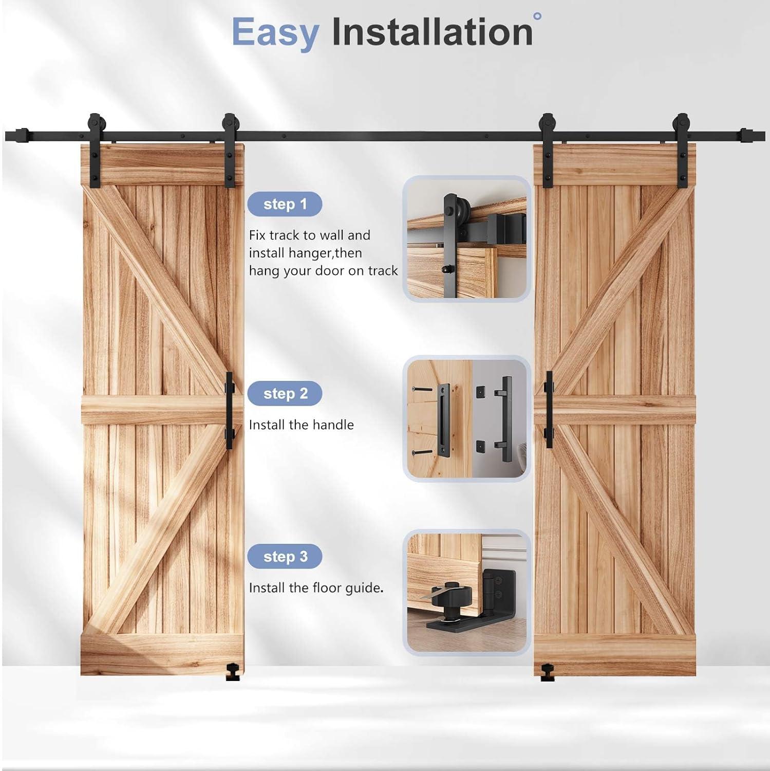 Heavy Duty Black Iron Sliding Barn Door Hardware Kit