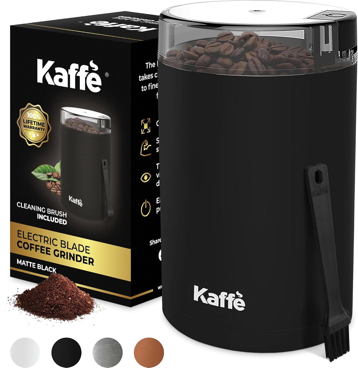 Matte Black Electric Blade Coffee Grinder with Stainless Steel Blades