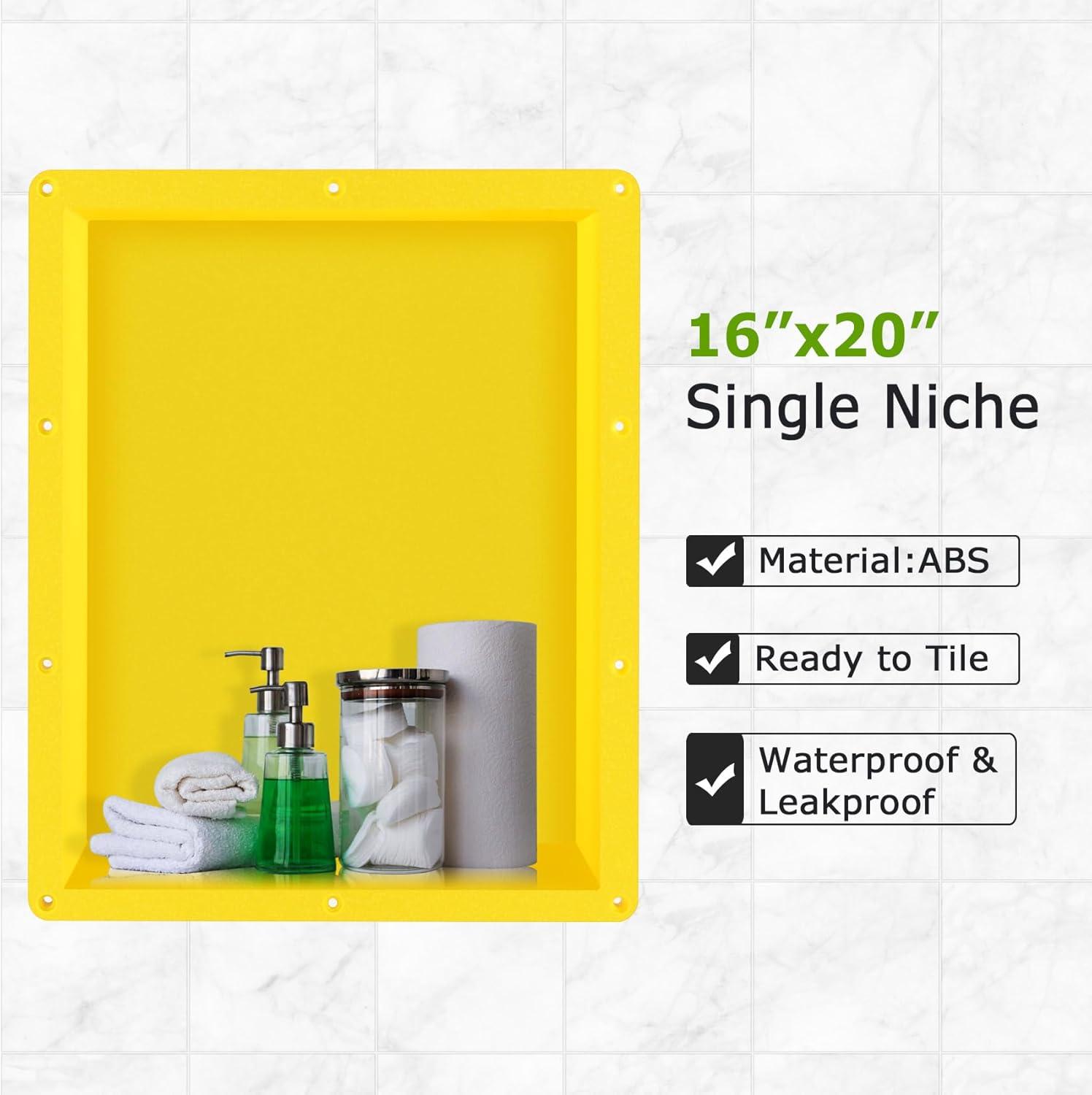 Yellow Plastic Freestanding Shower Niche with Single Shelf