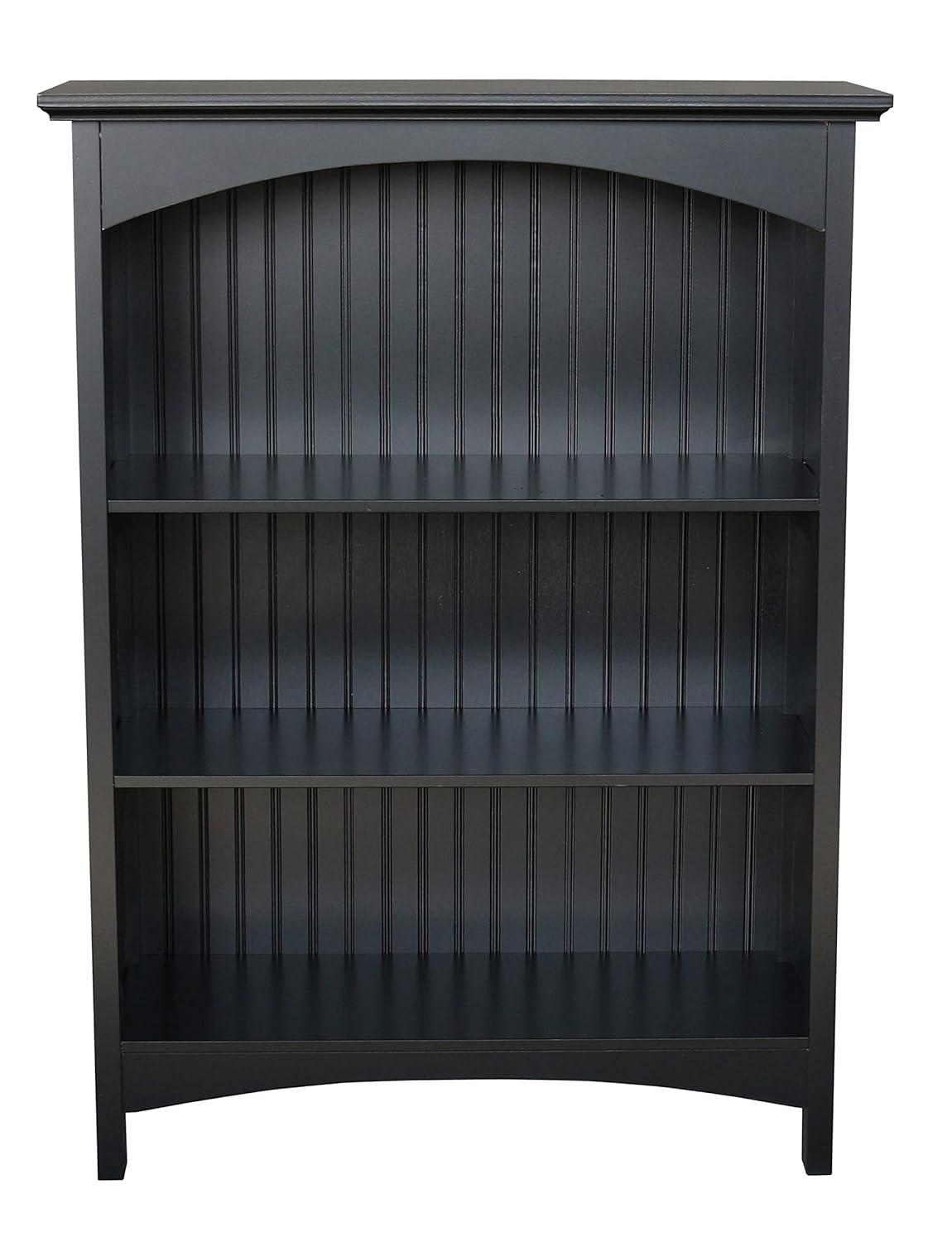 eHemco 3 Tier Storage Shelf Bookcase with 2 Arched Supports, 40 Inches Height, Black