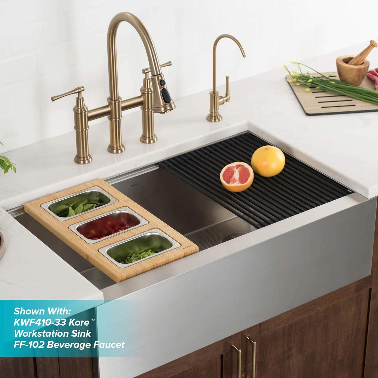 Kraus Allyn Transitional Bridge Kitchen Faucet and Water Filter Faucet Combo