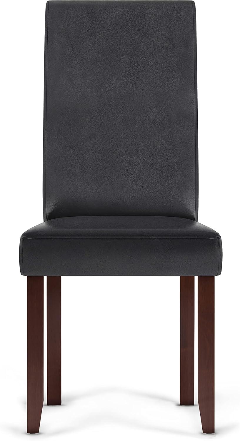 Acadian Transitional Parson Dining Chair (Set of 2) in Distressed Black Faux Leather