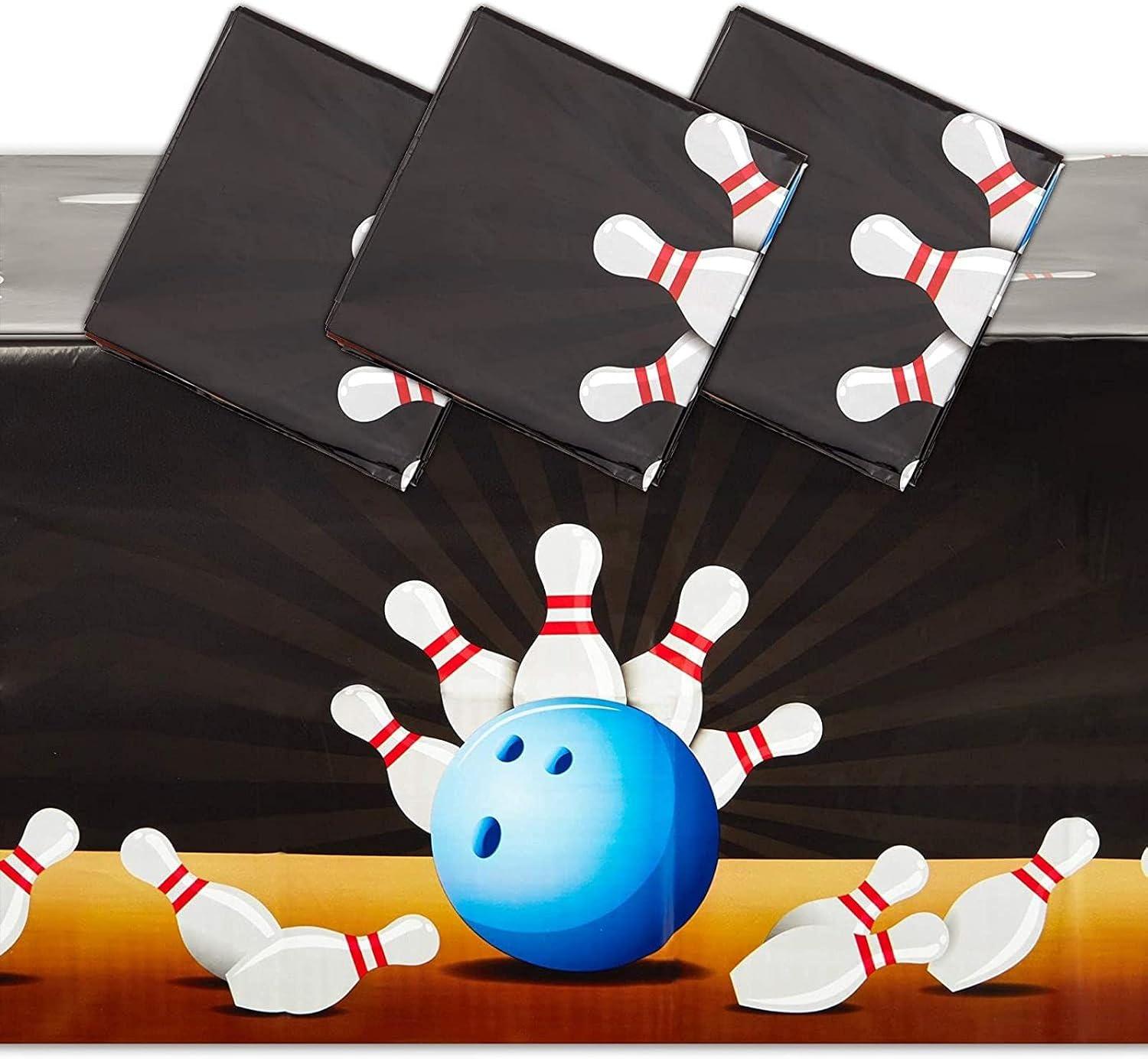 Bowling Tablecloth for Birthday Party (54 x 108 in, 3 Pack)