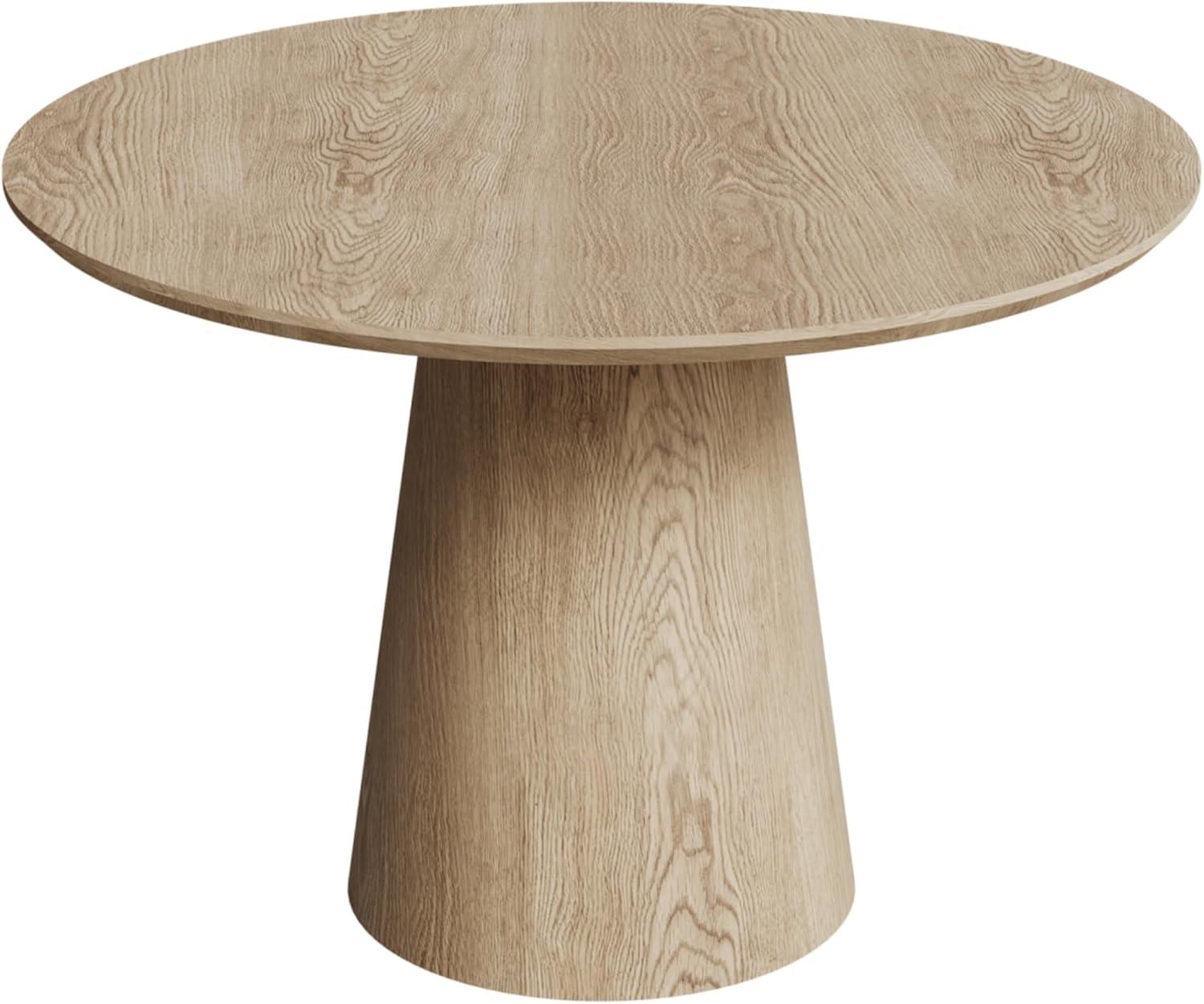 Round Dining Table for 4 to 6, 47.24" Modern Wood Kitchen Table Mid Century Circular Tabletop Curved Base Restaurant Furniture for Dining Room Kitchen Leisure Coffee Table, Oak