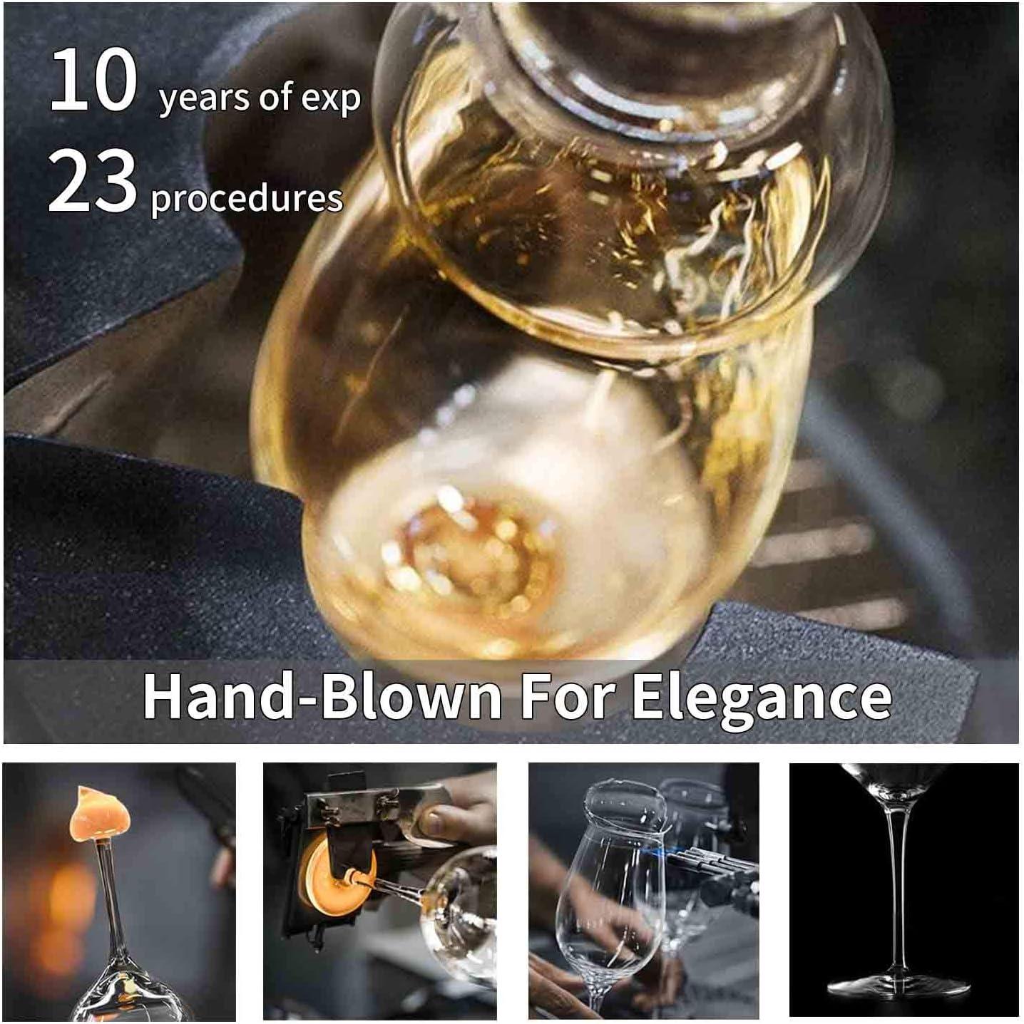 JBHO Hand Blown Italian Style Crystal Bordeaux Wine Glasses - Great Gift Packaging - Red Wine Glasses Lead-Free Premium Crystal Clear Glass - Set of 2-18 Ounce