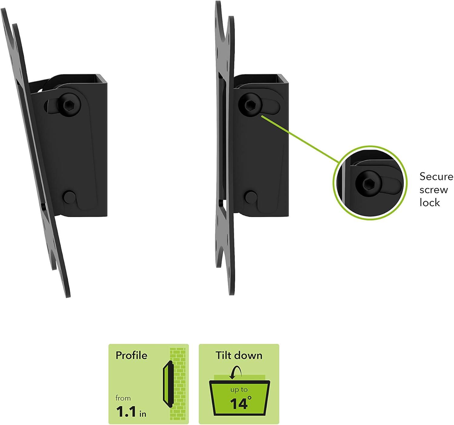 Adjustable Tilt Black Steel TV Wall Mount for 12-25 Inch Displays