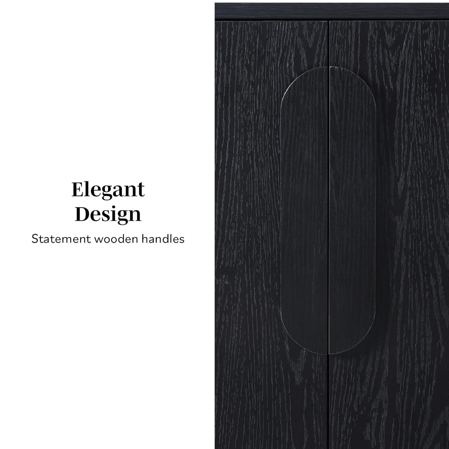 Walker Edison Modern 64" Sideboard with Rounded Edges, Black