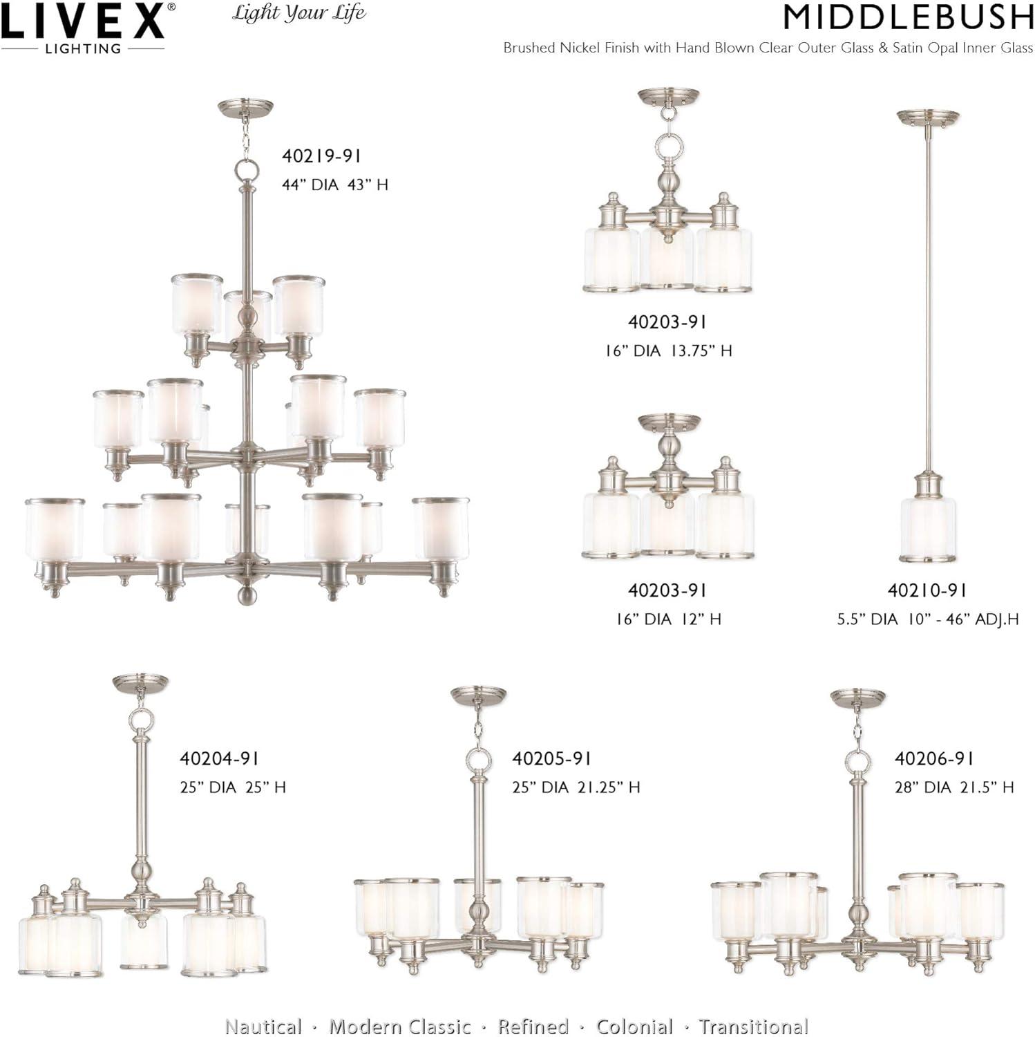 Middlebush 5-Light Polished Nickel Chandelier with Double Glass Shades