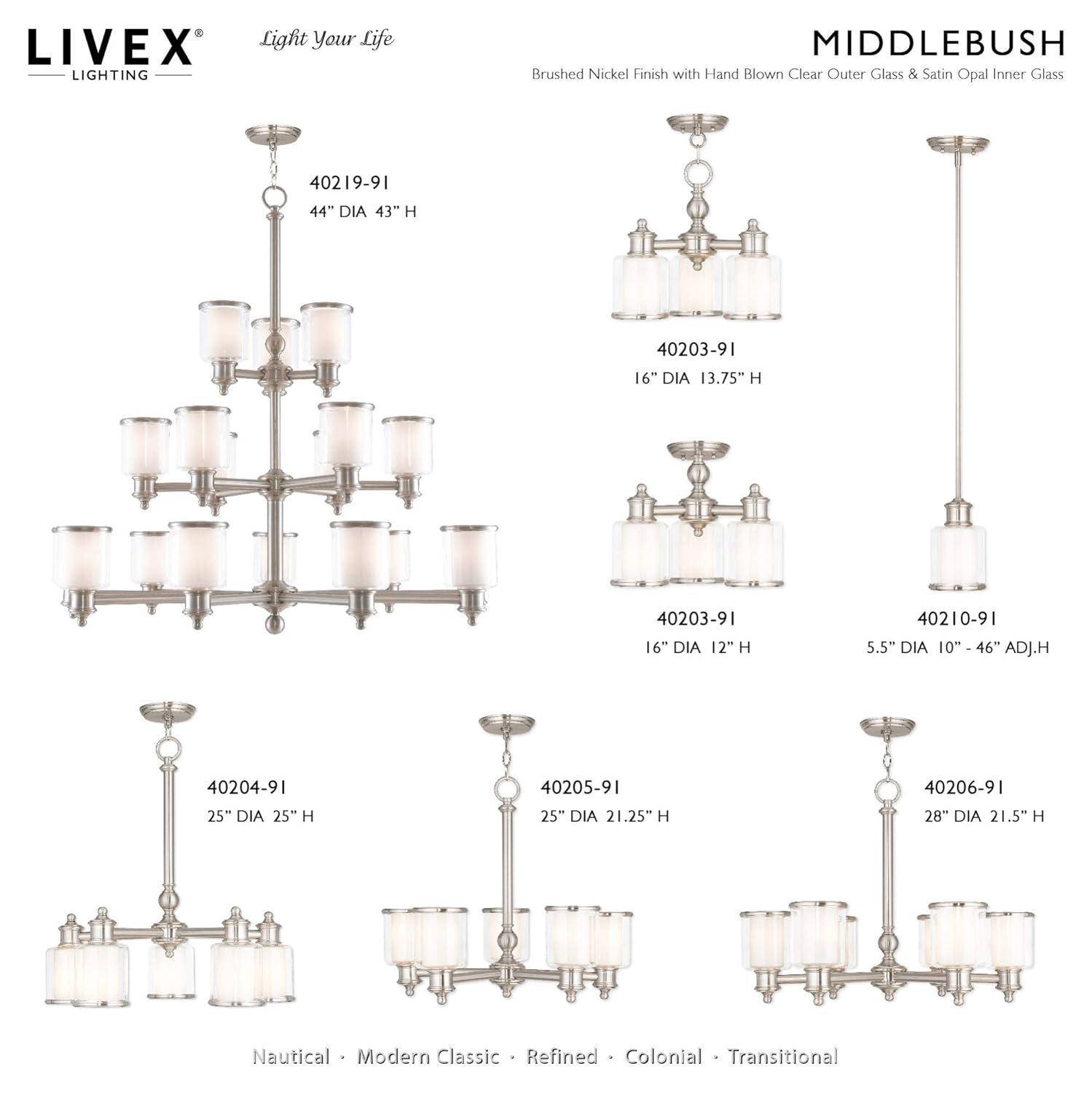 Middlebush 5-Light Polished Nickel Chandelier with Double Glass Shades