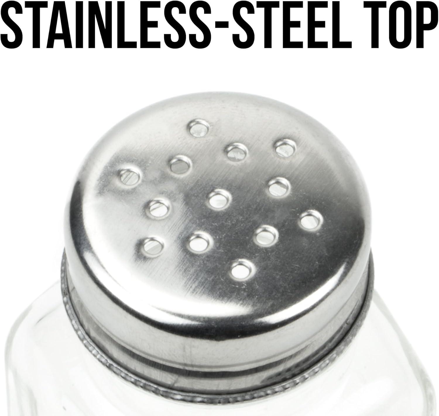 Back of House Ltd. Salt & Pepper, Spices, Seasonings Shakers - Stainless Steel & Glass Restaurant Home Kitchen - 12 Standard