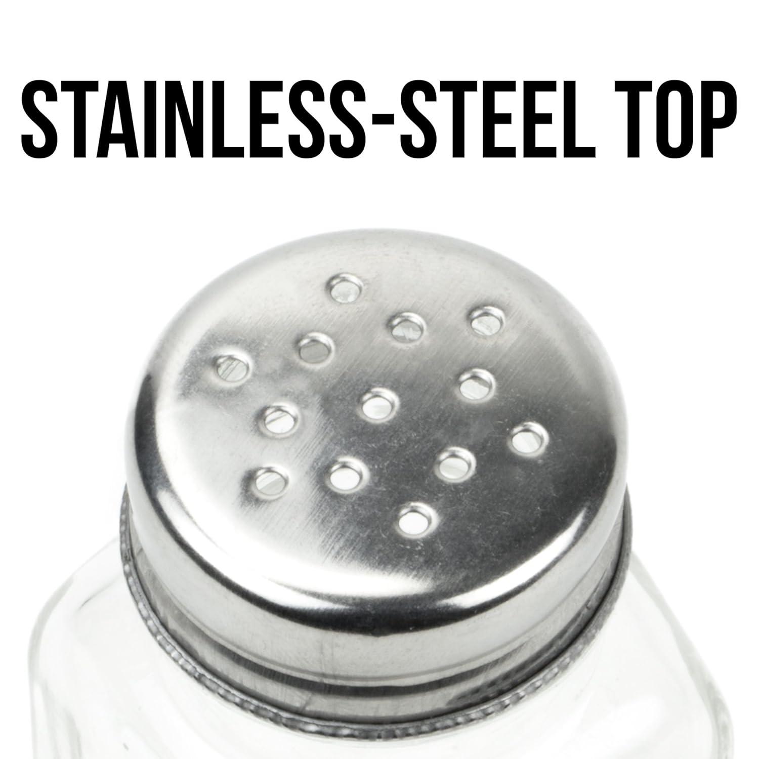 Back of House Ltd. Salt & Pepper, Spices, Seasonings Shakers - Stainless Steel & Glass Restaurant Home Kitchen - 12 Standard