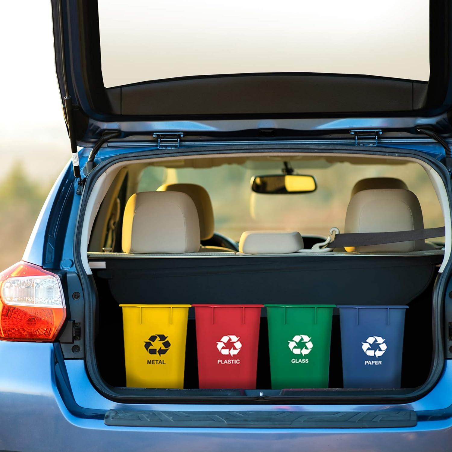 Acrimet Wastebasket Bin for Recycling 13QT (Plastic) (Blue Yellow Red Green) (Set of 4)