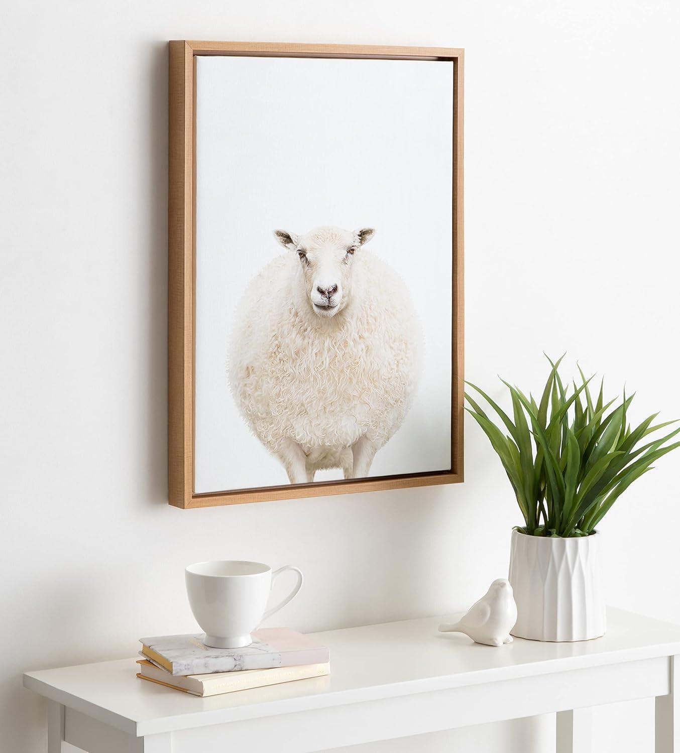 18" x 24" Sylvie Round Sheep Portrait Framed Canvas by Amy Peterson - Kate & Laurel All Things Decor