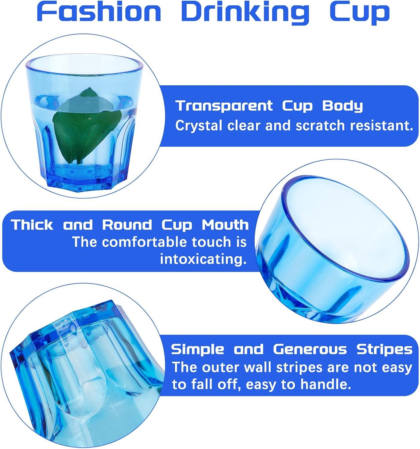 Colored Acrylic Glasses Drinkware, Unbreakable Glasses Drinking Set of 6, Plastic Cups Reusable, Dishwasher Safe, Small Water Tumbler Cups for Kids Picnic Christmas Gift Party Juice Whiskey Wine