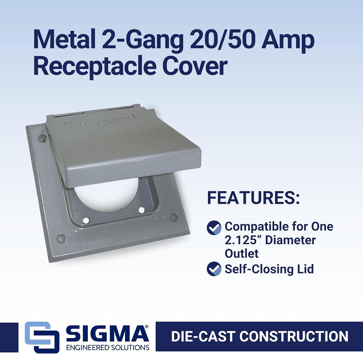 Sigma Electric, Gray 14321 2-Gang 20-50 Amp Outlet Cover