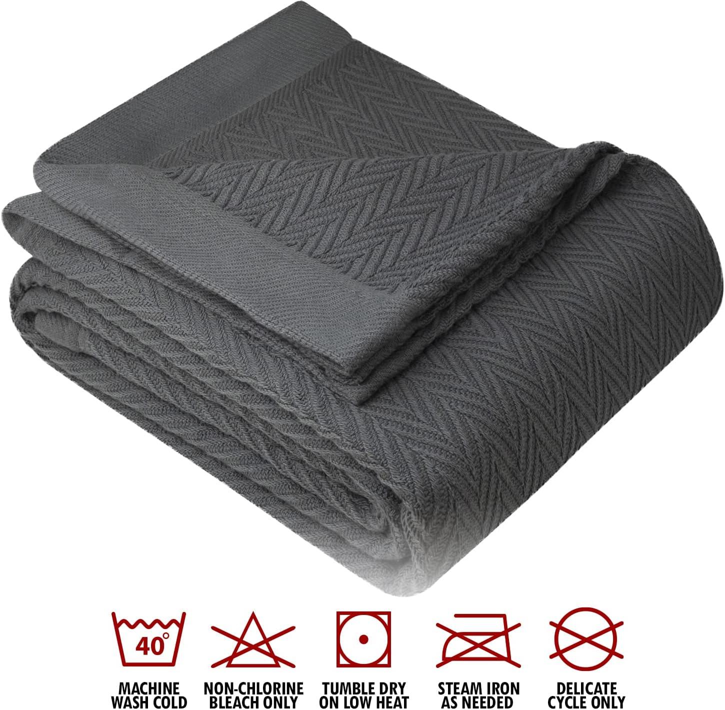 Charcoal Gray Organic Cotton Queen Size Throw Blanket