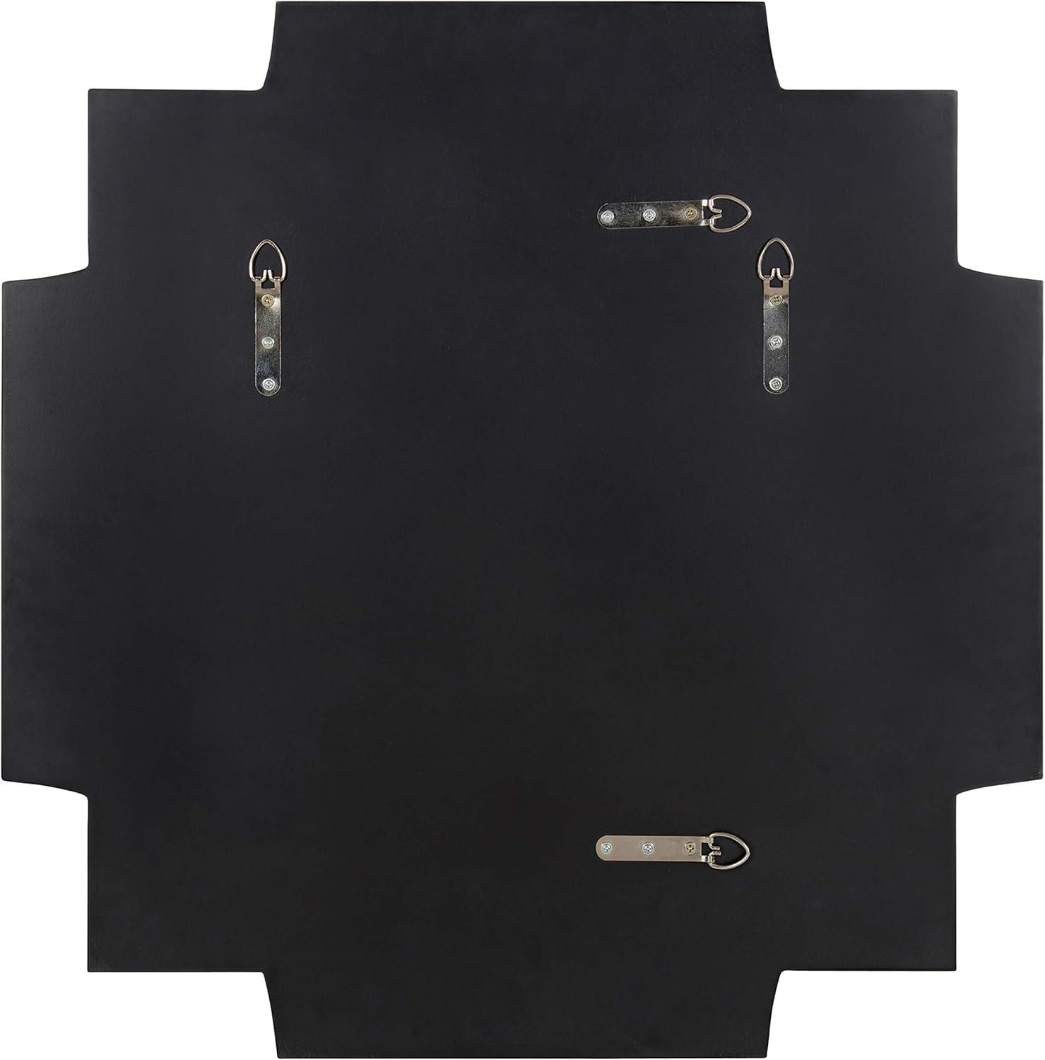 Kate and Laurel Minuette Glam Square Wall Mirror, 24" x 24", Black, Elegant Traditional Home Decor With A Boho Charm