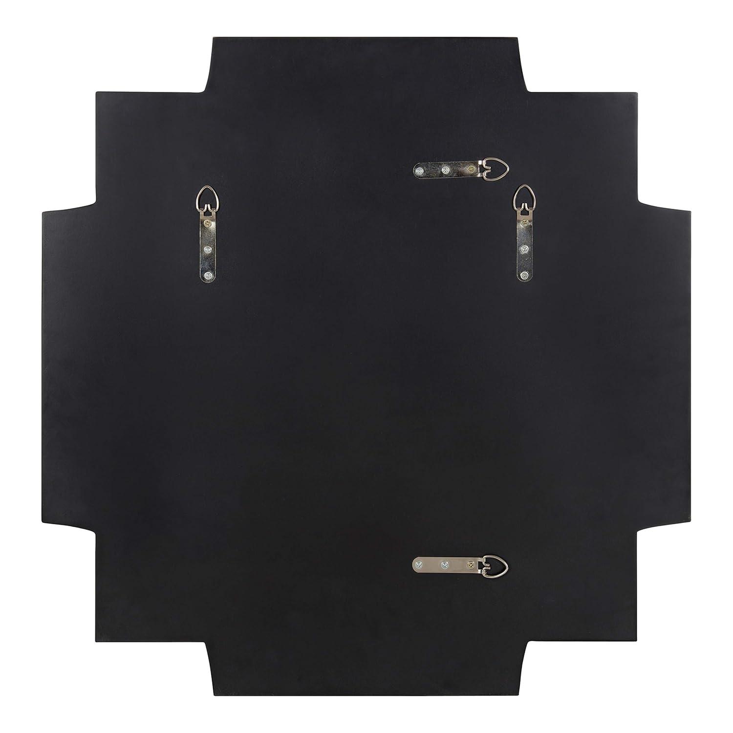 Kate and Laurel Minuette Glam Square Wall Mirror, 24" x 24", Black, Elegant Traditional Home Decor With A Boho Charm