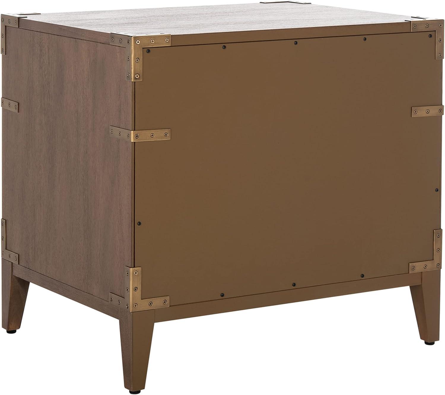 Brown Mahogany 1-Drawer Nightstand with Brass Hardware