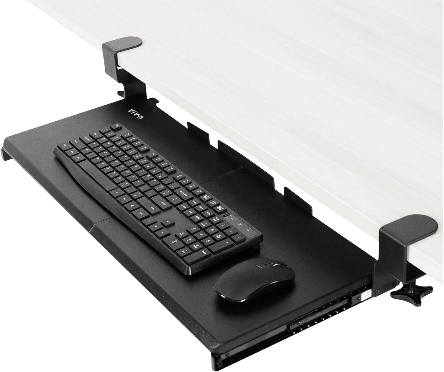 VIVO Extra Sturdy Clamp-on Computer Keyboard and Mouse Under Desk Slider Tray