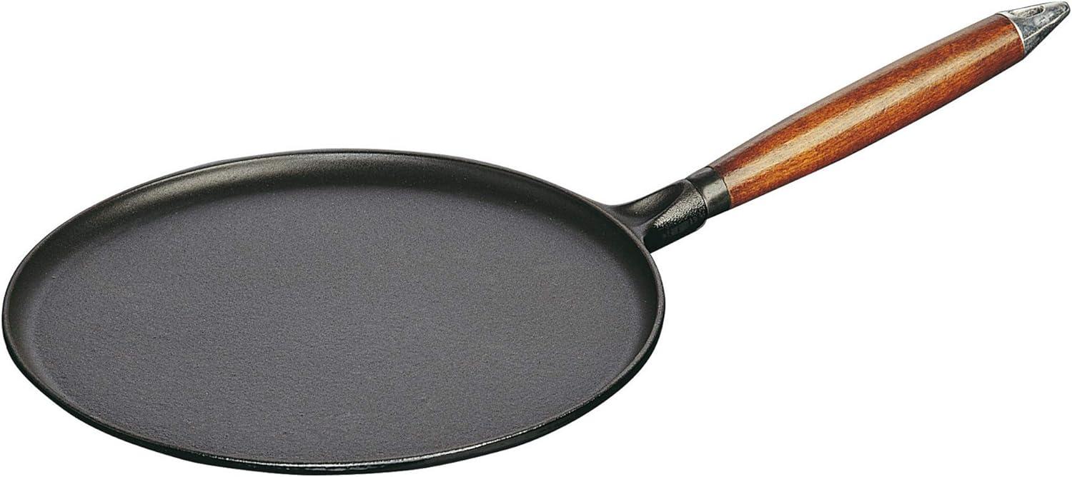 Staub Cast Iron 11-inch Crepe Pan with Spreader & Spatula - Matte Black