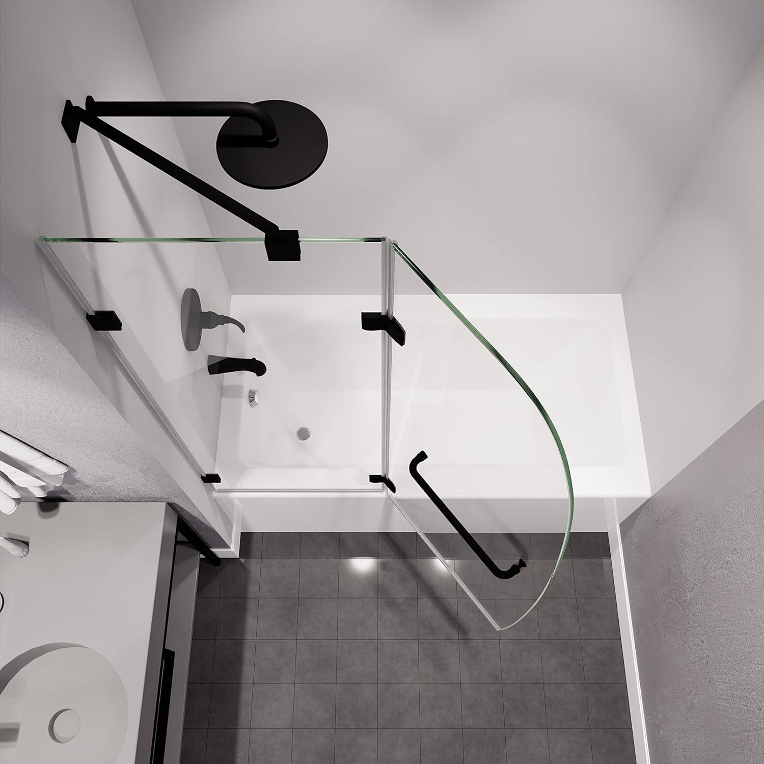 Herald Series 58" H Hinged Frameless Tub Door