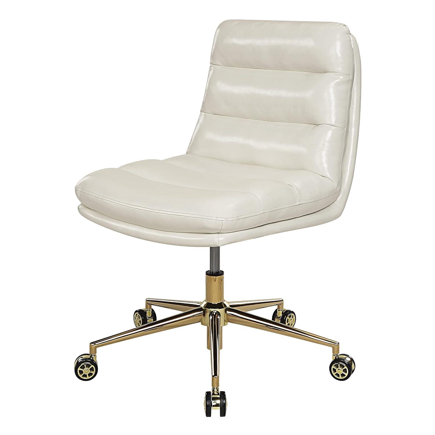 Legacy Office Chair in Cream Faux Leather with Gold Base
