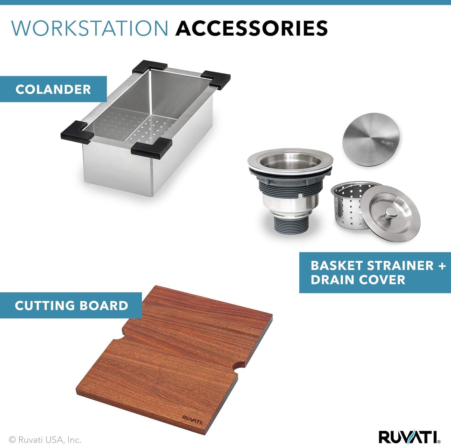 Ruvati 21 x 20 inch RV Workstation Drop-in Topmount Bar Prep Kitchen Sink 16 Gauge Stainless Steel