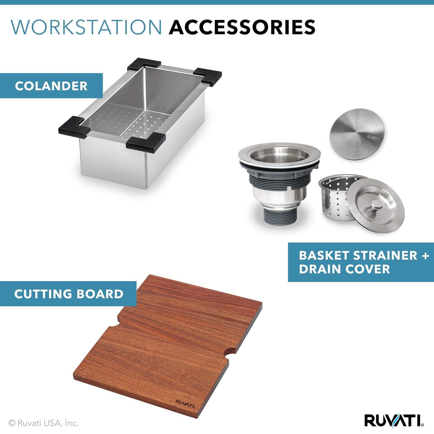 Ruvati 21 x 20 inch RV Workstation Drop-in Topmount Bar Prep Kitchen Sink 16 Gauge Stainless Steel