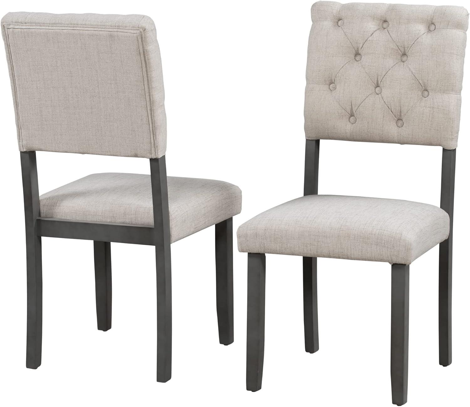 Kitchen Dining Set for 6, Retro Style Rectangular Wood Table and 4 Chairs 1 Bench with Special-Shaped Legs and Foam-Covered Seat Backs&Cushions for Family,(6 Pieces,Grey)