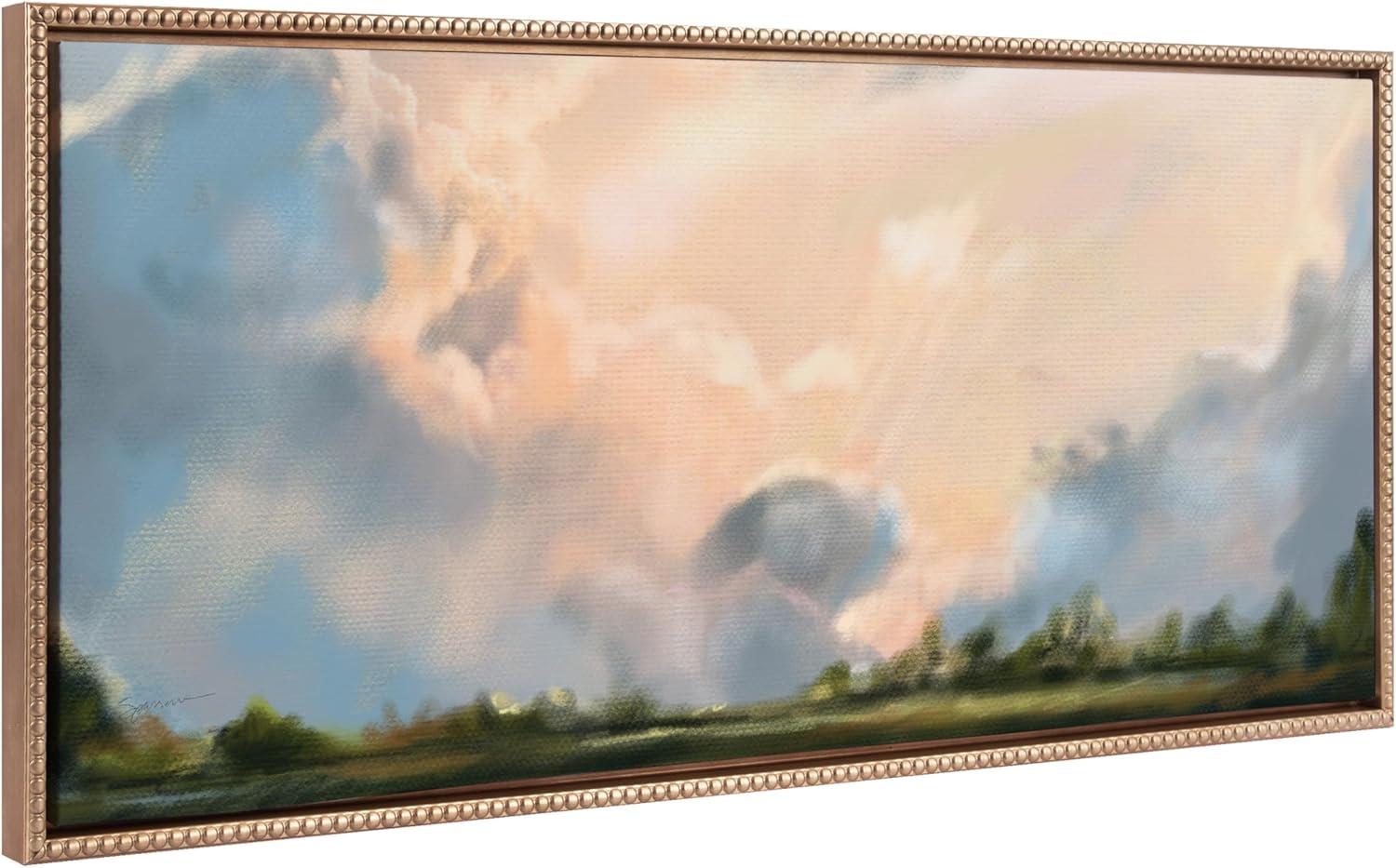 Sylvie Beaded Clouds Framed Canvas by Mary Sparrow Gold - Kate & Laurel All Things Decor