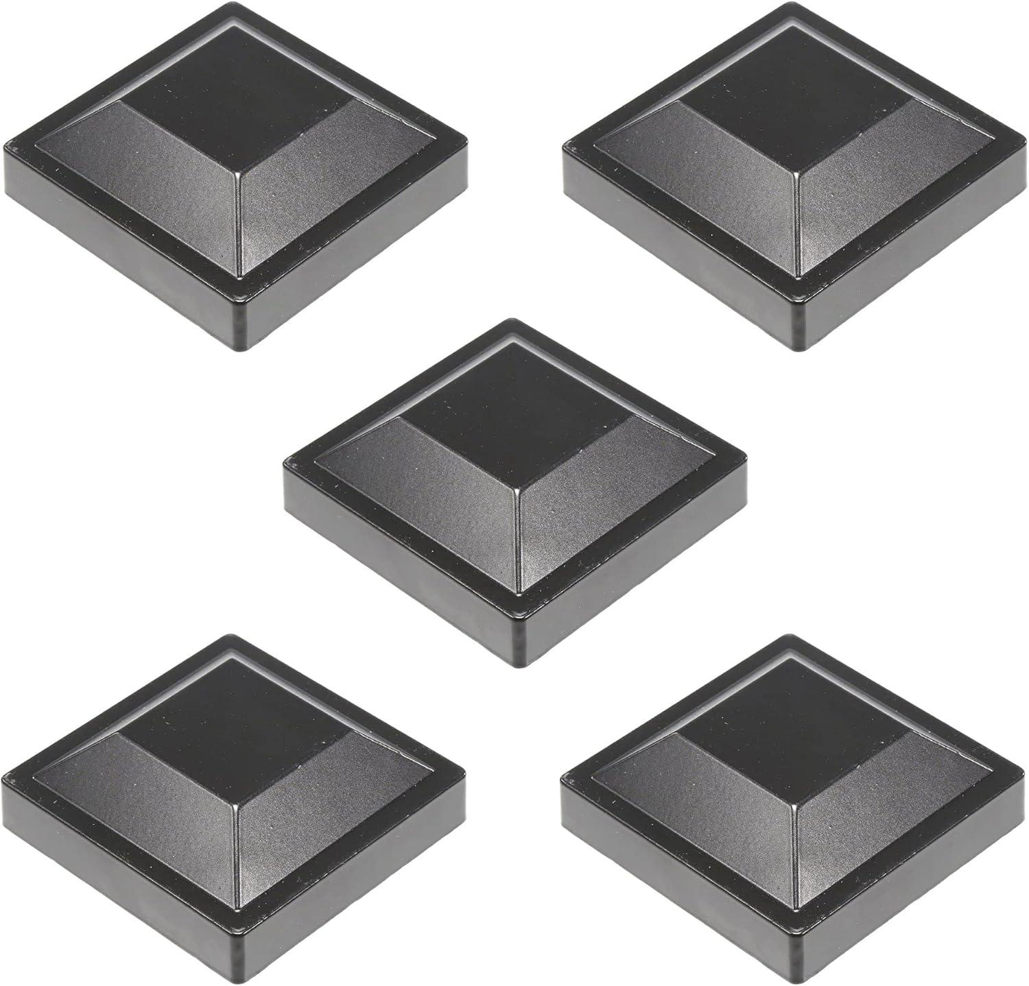 Set of 5 Black Aluminum 3" x 3" Square Post Caps