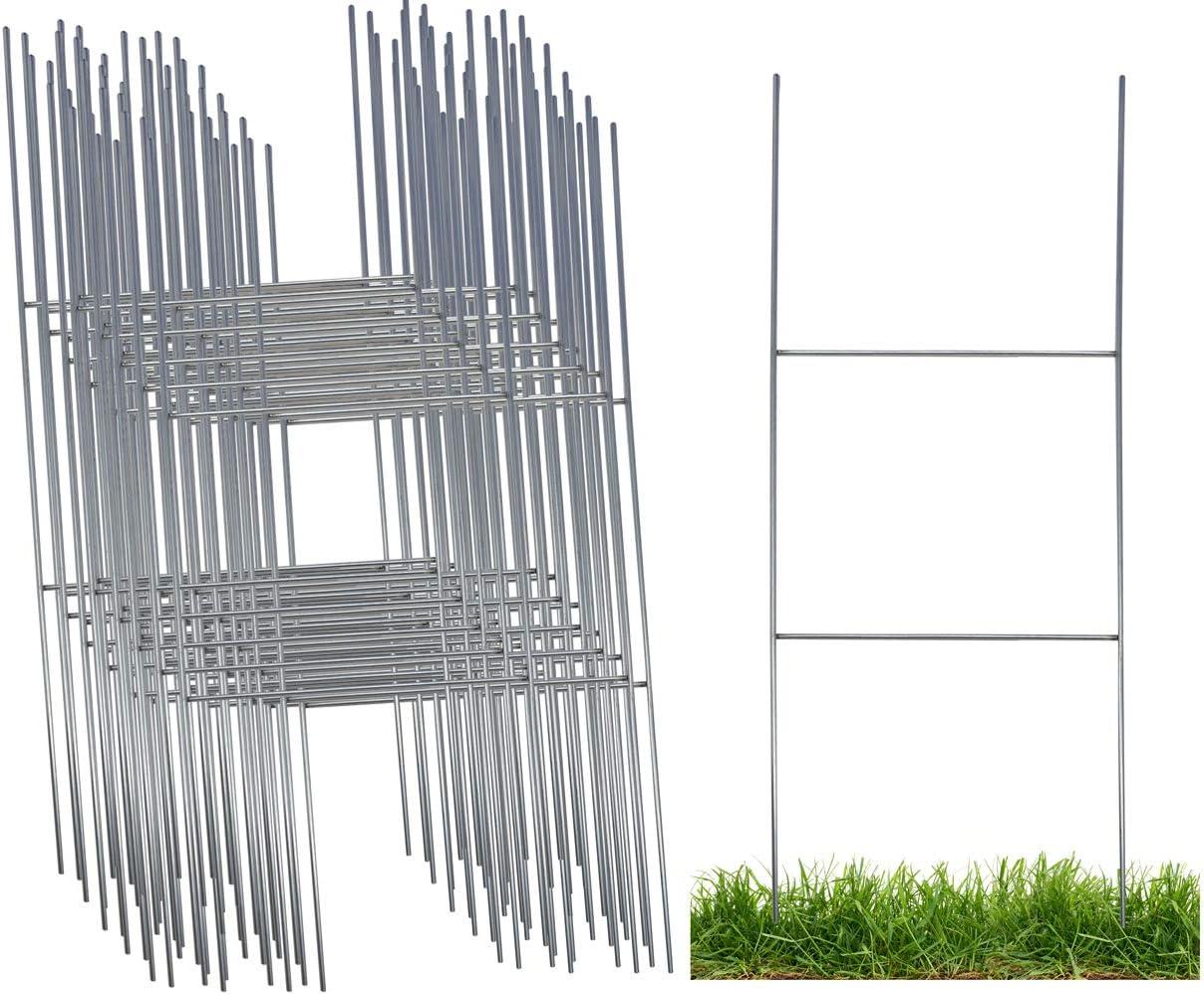 Sturdy Metal Wire Yard Stakes for Yard Signs, 10 x 24in H Frame, 50 Pack