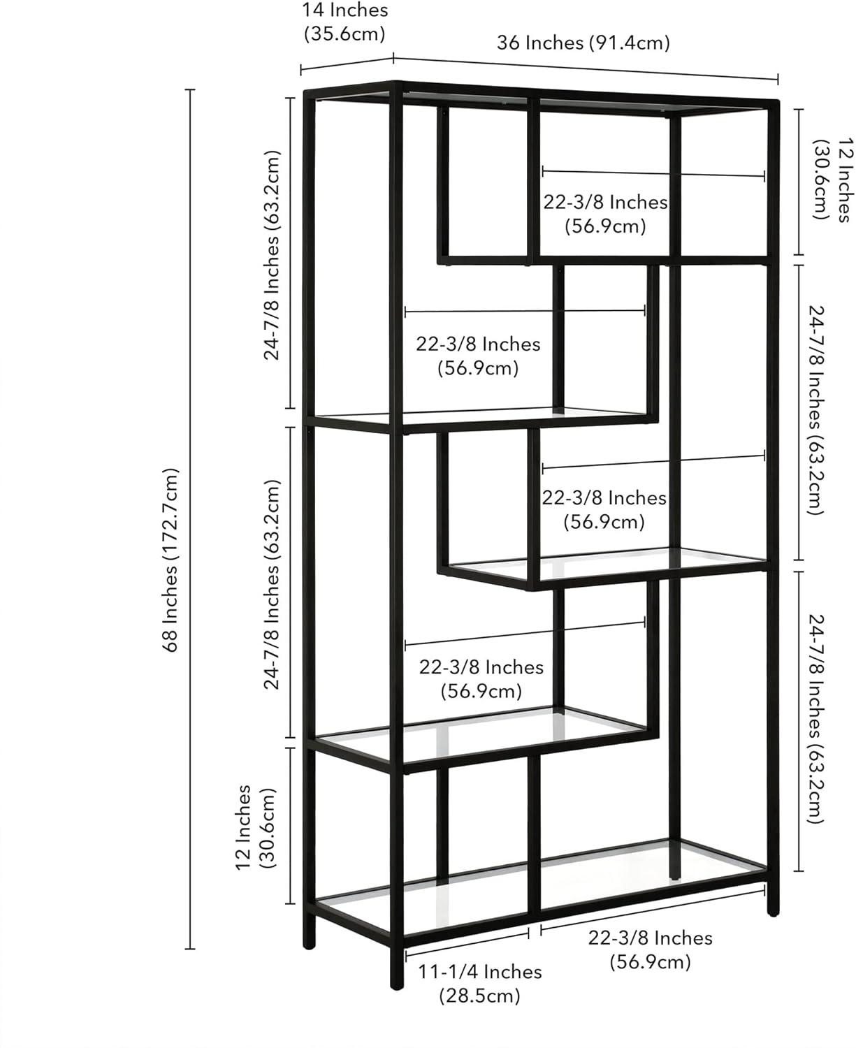 Evelyn&Zoe Isla 68" Tall Rectangular Bookcase, Blackened Bronze