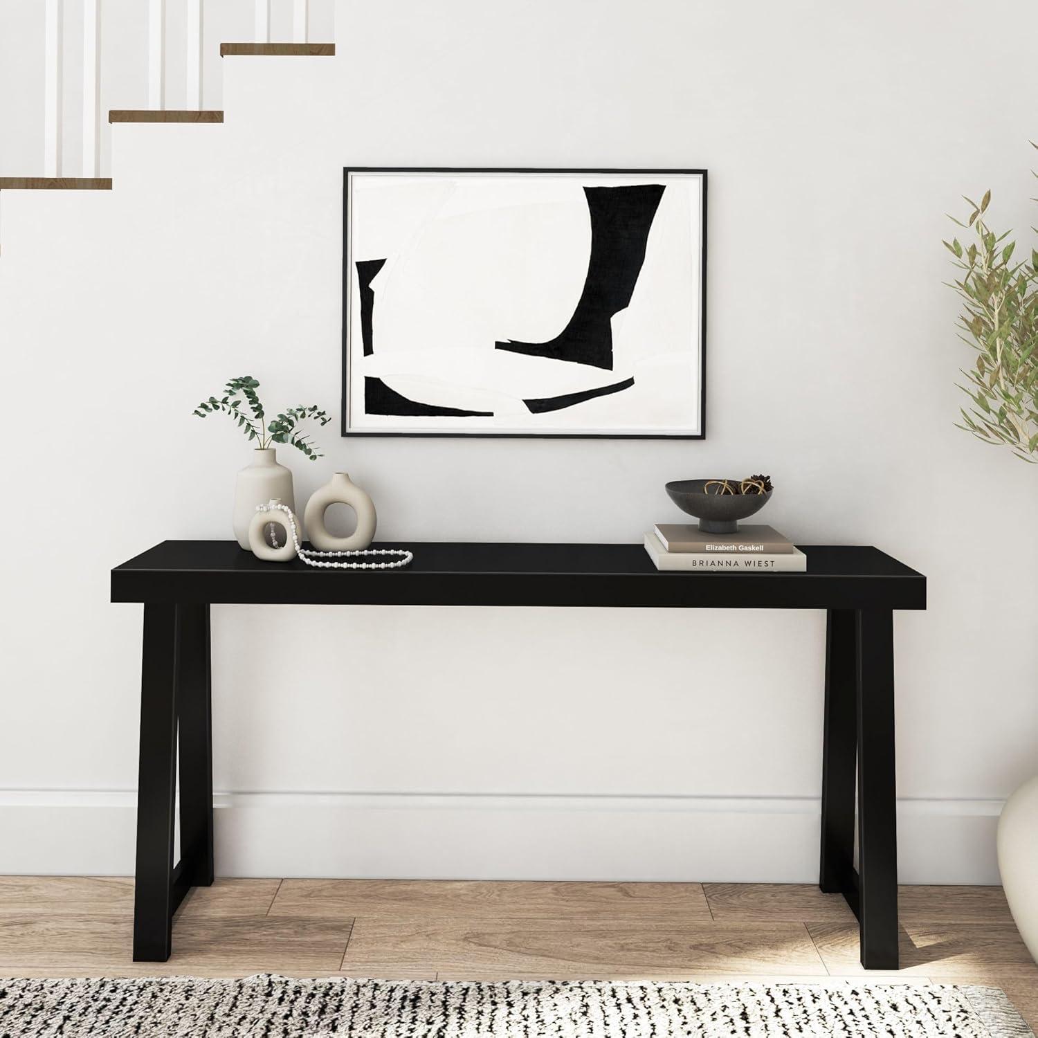 Plank+Beam Solid Wood 66" Console Table, Classic Entryway Table, Narrow Foyer Table