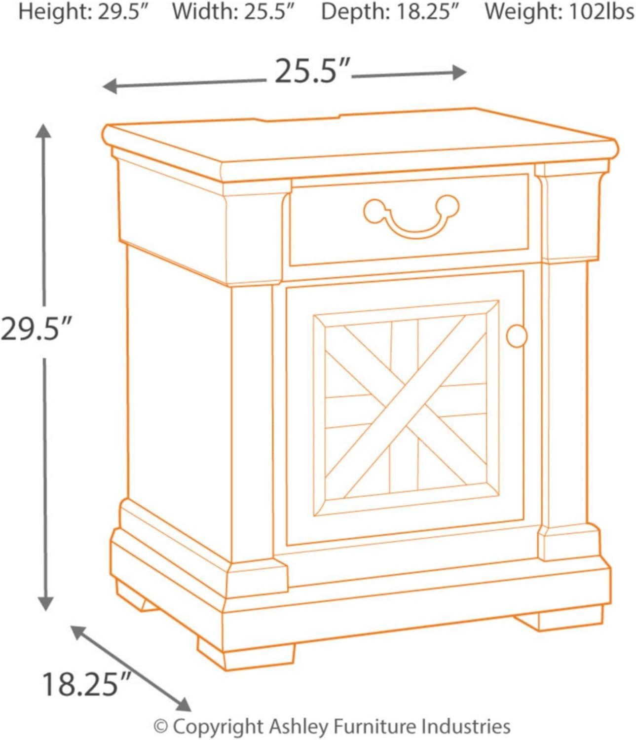 Bolanburg One Drawer Nightstand Antique White: Farmhouse Style with USB Ports - Signature Design by Ashley