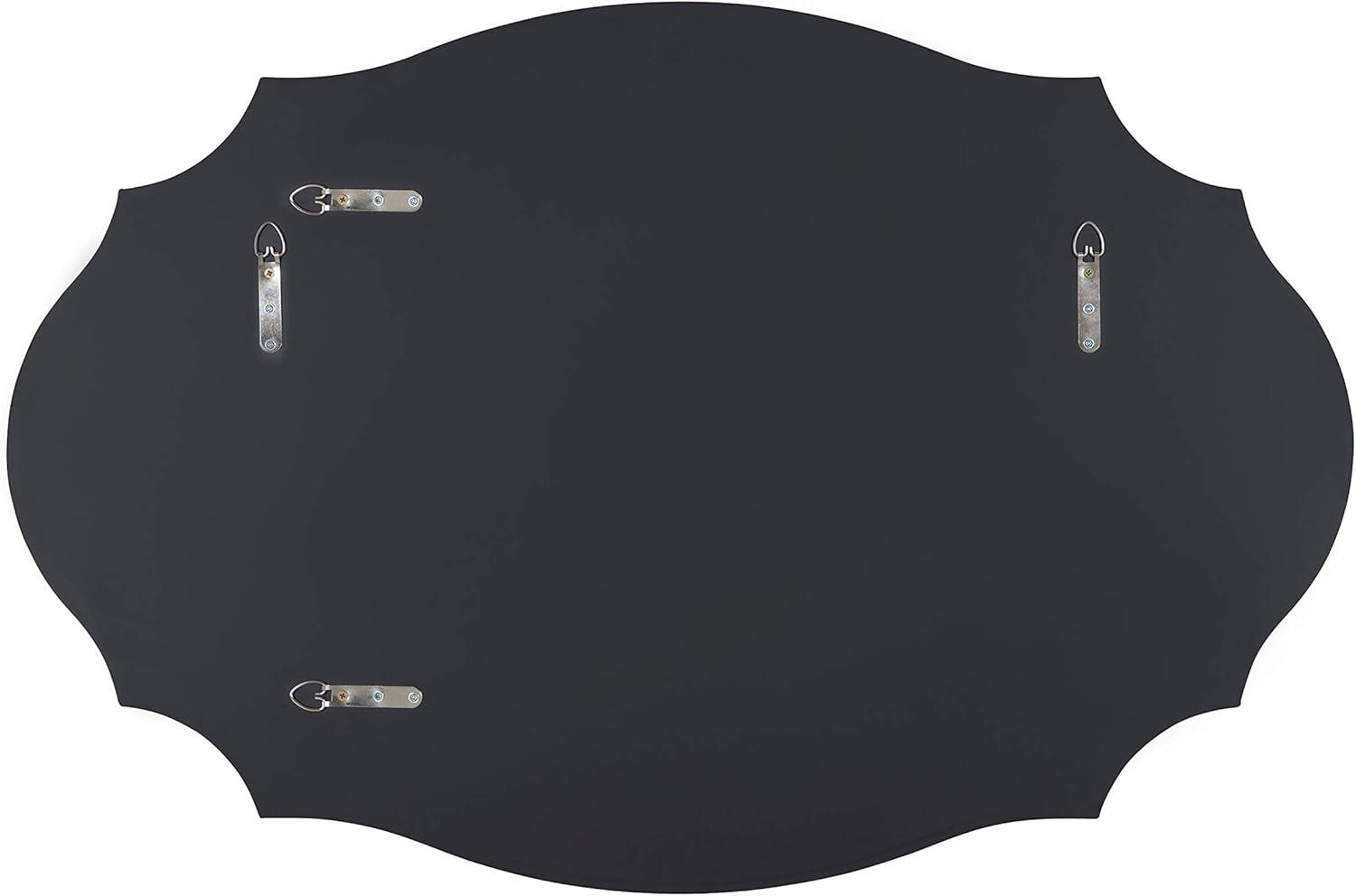 Kate and Laurel Leanna Glam Oval Mirror, 24 x 36, Black, Modern Scalloped Mirror for Wall