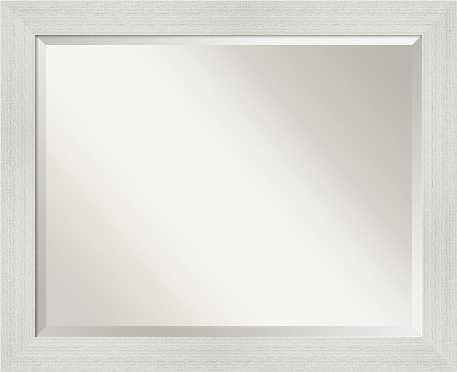 Elegant Mosaic White Wood Framed 26.5" Vanity Mirror