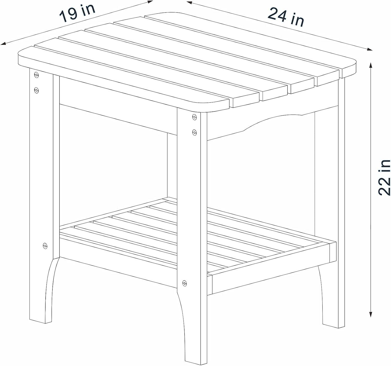 Shine Company Rectangular Traditional Wood Indoor/Outdoor Side Table in Gray