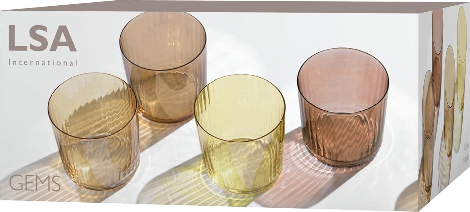 Amber Hand-Painted Glass Tealight Holders Set of 4