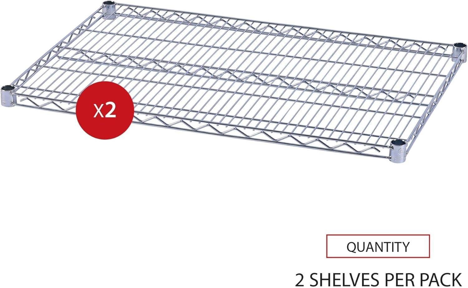 Two-Shelve 48" W x 24" D Wire Shelving Extra Shelves in Silver