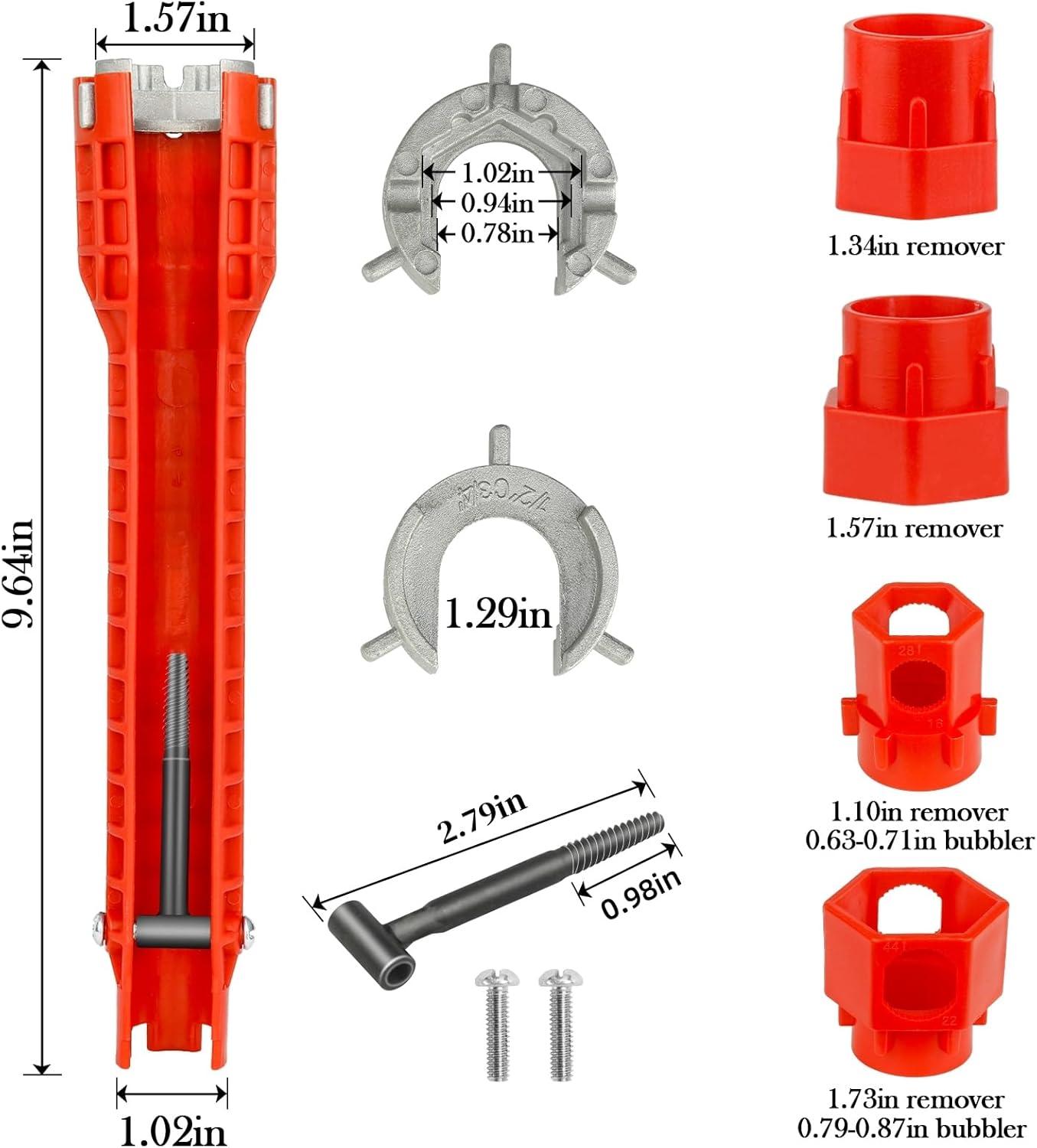 Forlivese 14-in-1 Multi-Function Basin Wrench,Faucet Installer and Sink Drain Nut Removal Tool,One-Way Plumbing Wrench for Tight Spaces