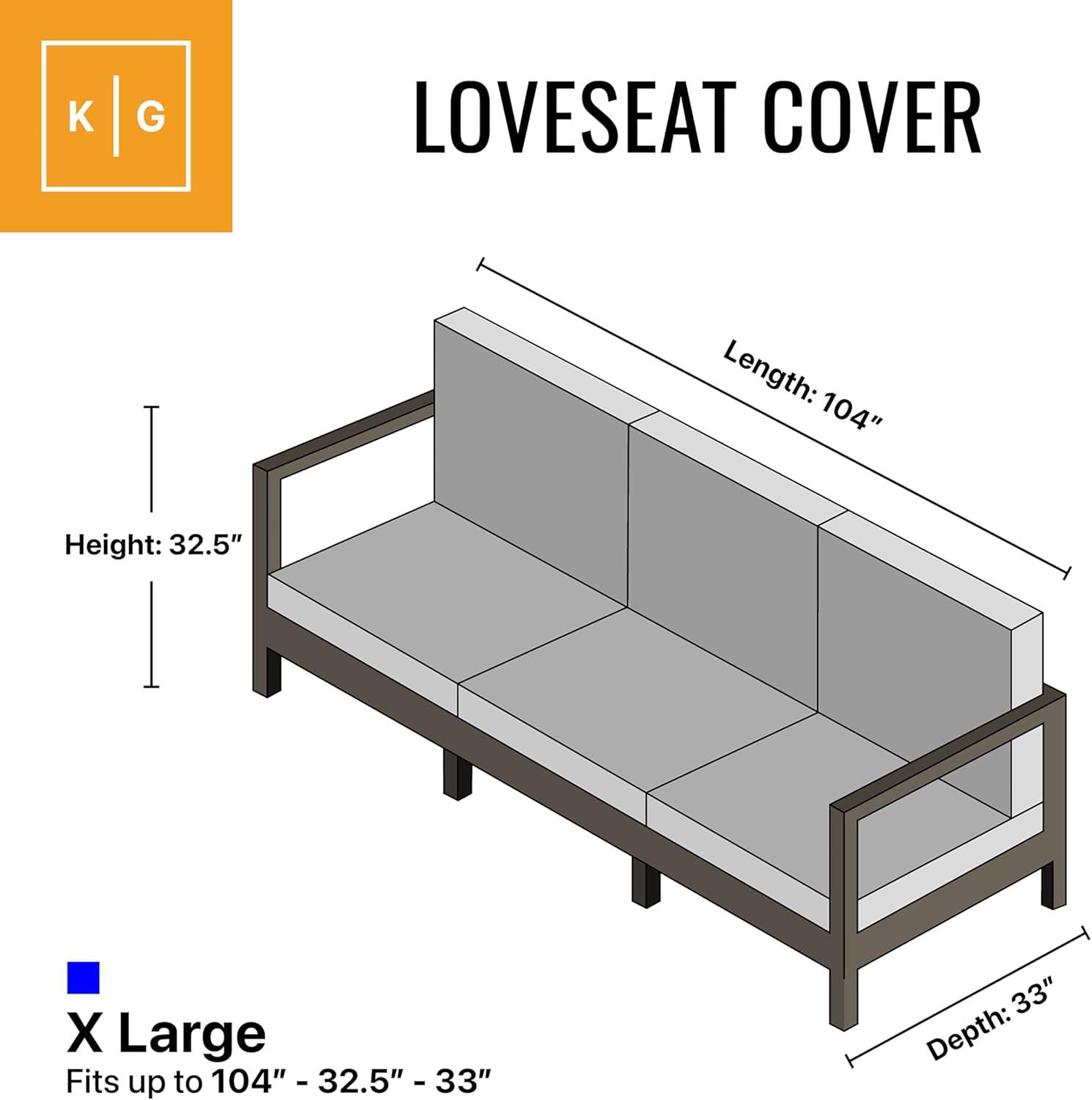 Love Seat Outdoor Furniture Weatherproof Cover - 104" x 32.5" x 33" - Brown