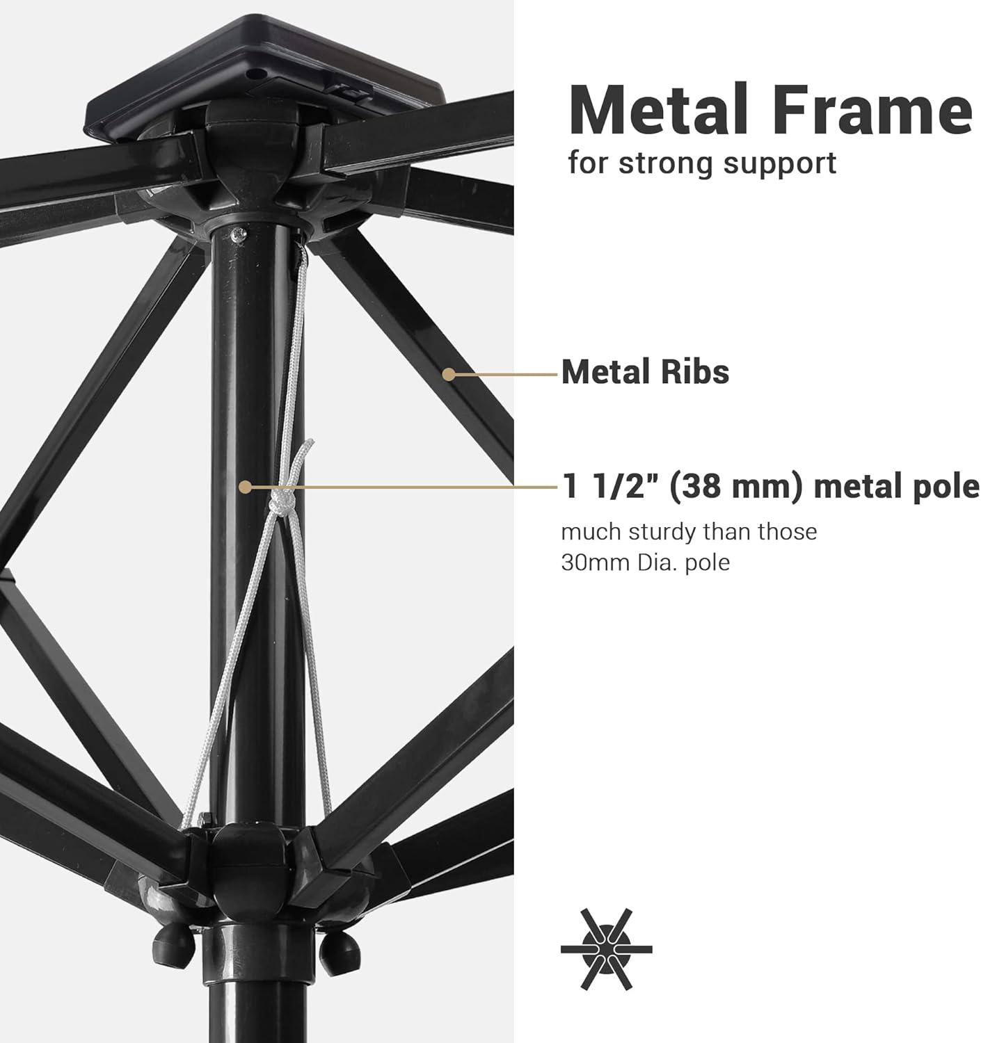 Latitude Run® 9 Feet Patio LED Solar Umbrella With Crank