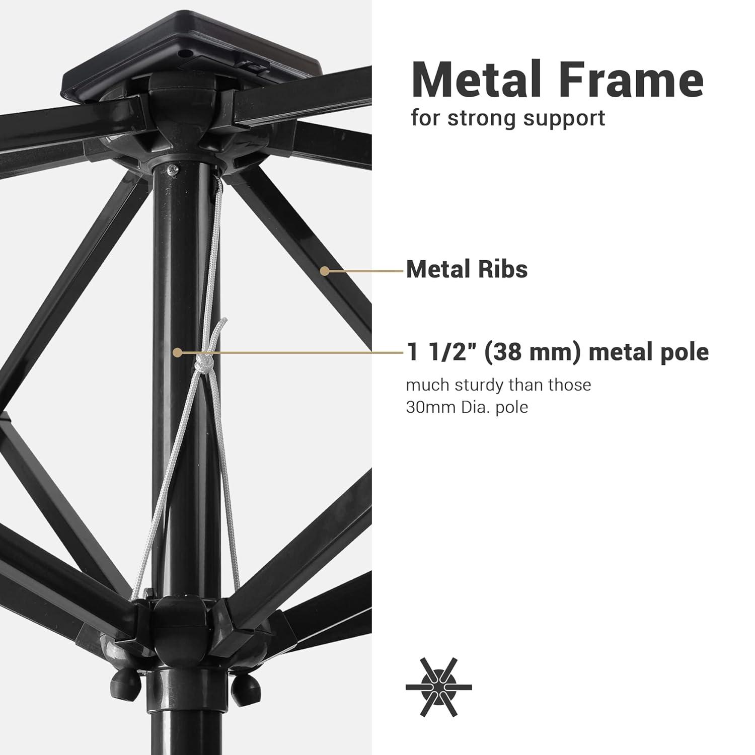 Latitude Run® 9 Feet Patio LED Solar Umbrella With Crank