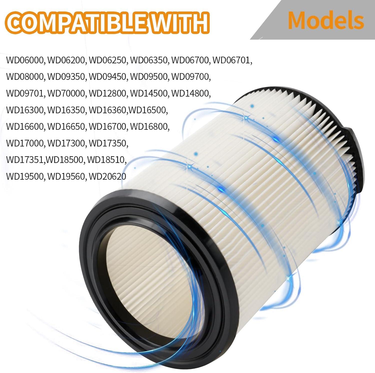 2 Pack White Reusable Wet/Dry Vacuum Filters