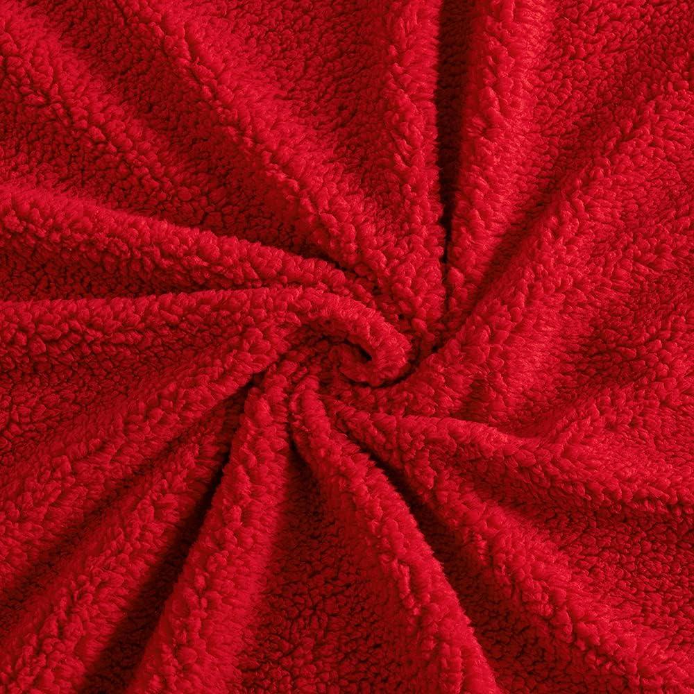 Red Sherpa Faux Fur Reversible Throw Blanket 50'' x 60''