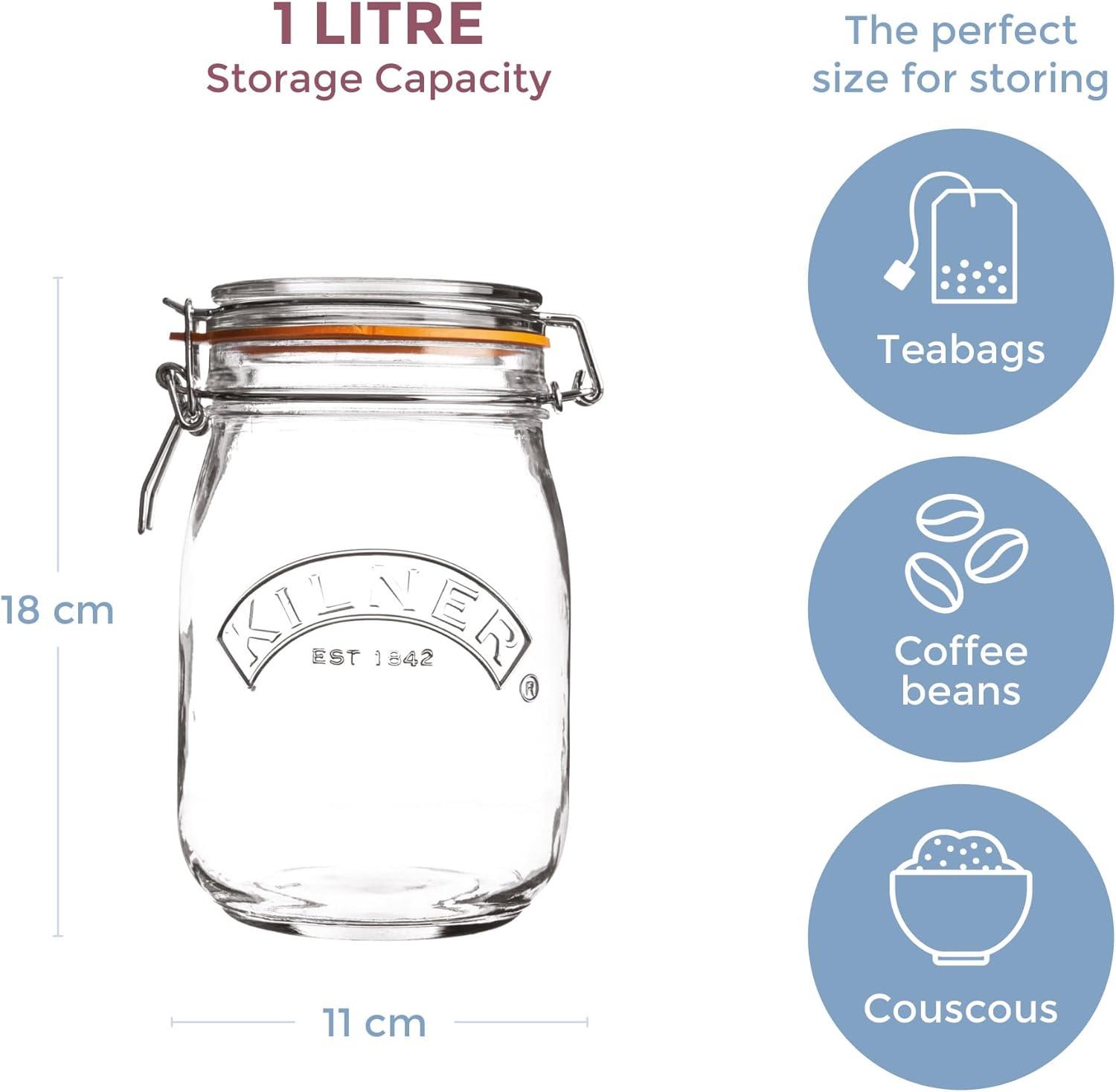 Kilner Round Clip Top Jar, 34-Fl Oz, 1 L