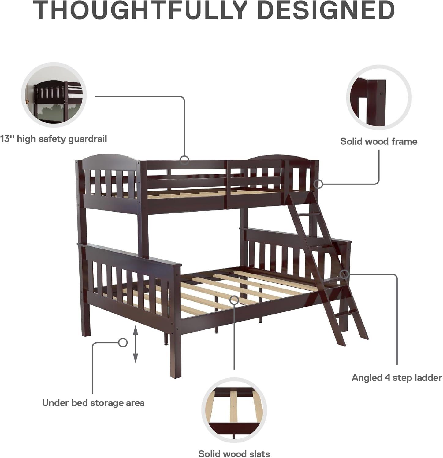 DHP Airlie Twin-Over-Full Bunk Bed with Ladder, Espresso